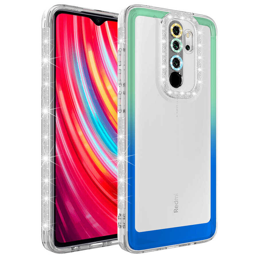 Xiaomi Redmi Note 8 Pro Kılıf Simli ve Renk Geçiş Tasarımlı Lens Korumalı Zore Park Kapak - 8