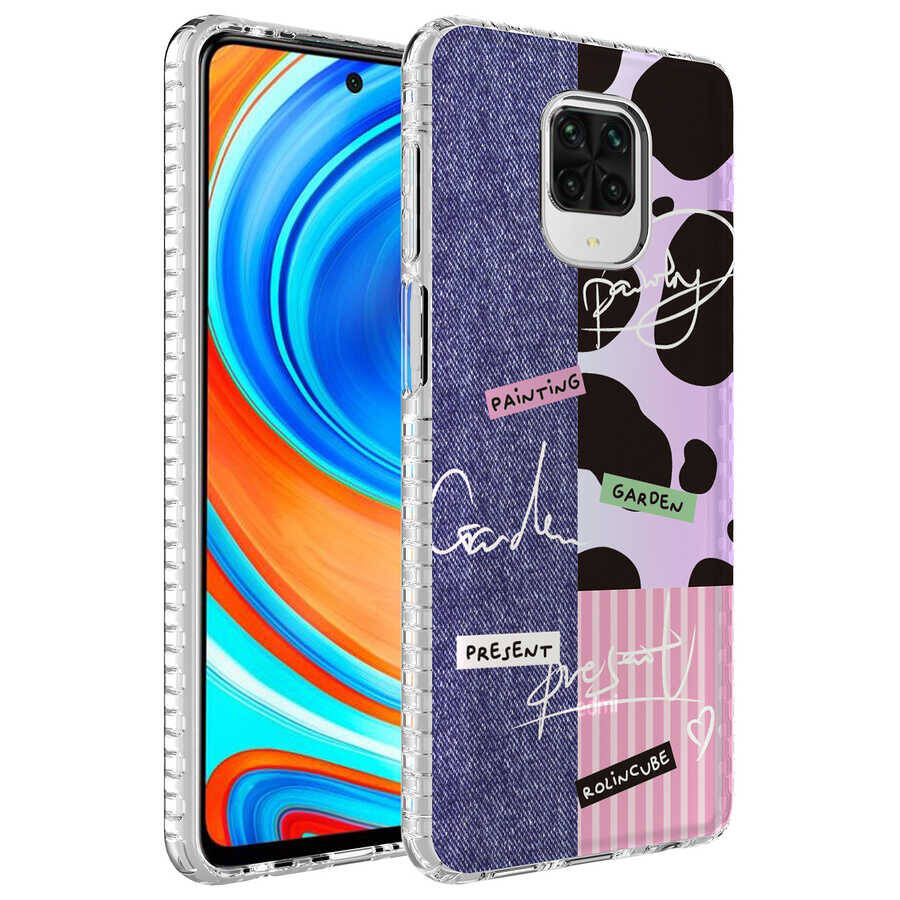 Xiaomi Redmi Note 9 Pro Kılıf Airbag Kenarlı Renkli Desenli Silikon Zore Elegans Kapak - 8