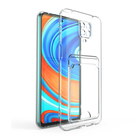 Xiaomi Redmi Note 9 Pro Kılıf Kartlıklı Şeffaf Zore Setra Clear Silikon Kapak - 1