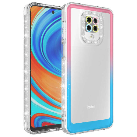 Xiaomi Redmi Note 9 Pro Kılıf Simli ve Renk Geçiş Tasarımlı Lens Korumalı Zore Park Kapak - 5