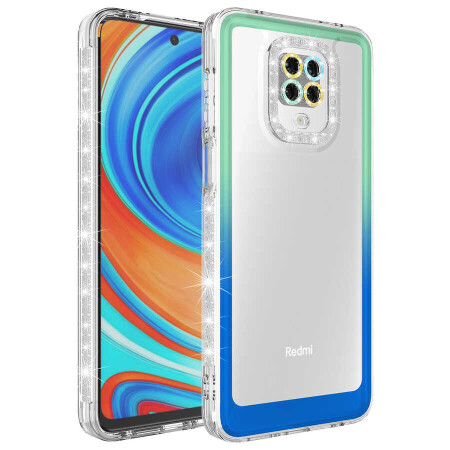 Xiaomi Redmi Note 9 Pro Kılıf Simli ve Renk Geçiş Tasarımlı Lens Korumalı Zore Park Kapak - 1