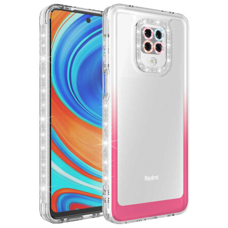 Xiaomi Redmi Note 9S Kılıf Simli ve Renk Geçiş Tasarımlı Lens Korumalı Zore Park Kapak - 4