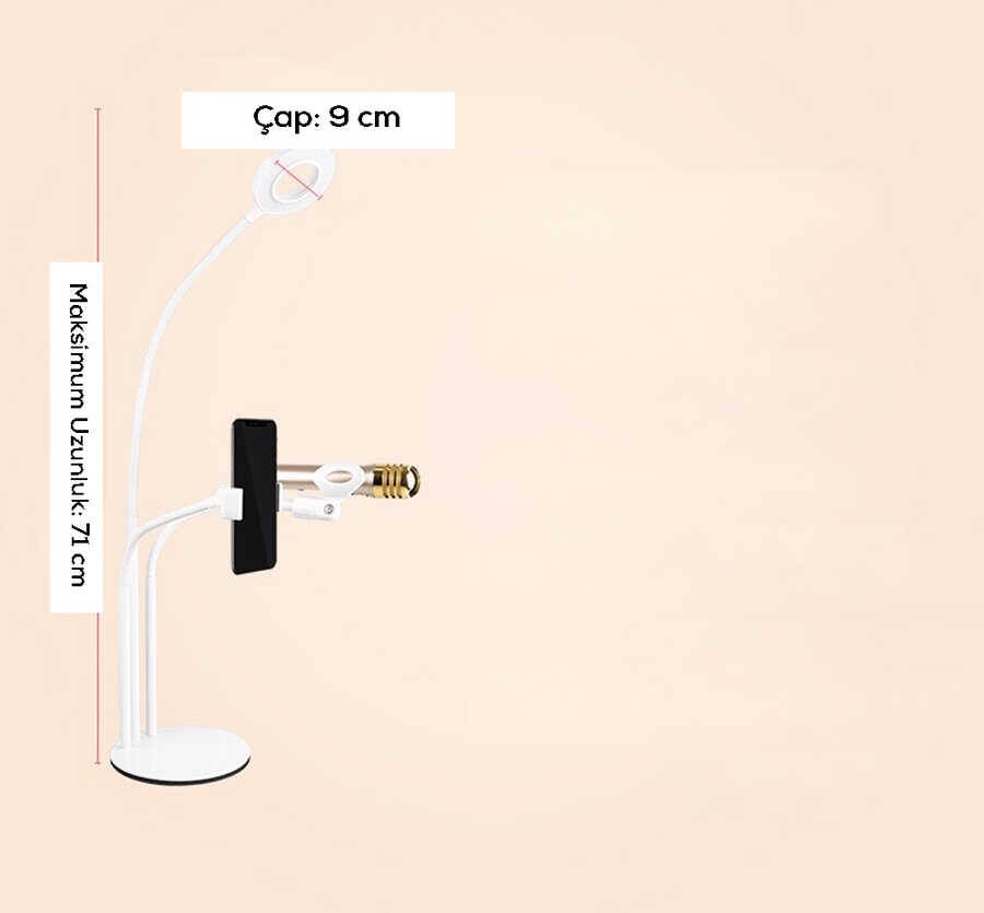 Zore 3 in 1 Işıklı Telefon Tutucu Ring Light - 4