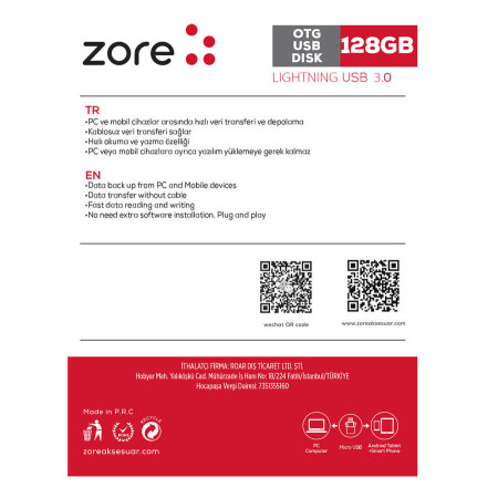 Zore 3.0 Lightning Metal OTG 128 GB - 2