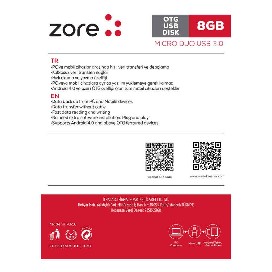 Zore 3.0 Micro Metal OTG 8 GB - 2