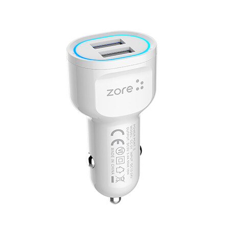 Zore CC-01 Hızlı Şarj Özellikli LED Işıklı Dual USB Araç Şarj Başlığı 18W - 2