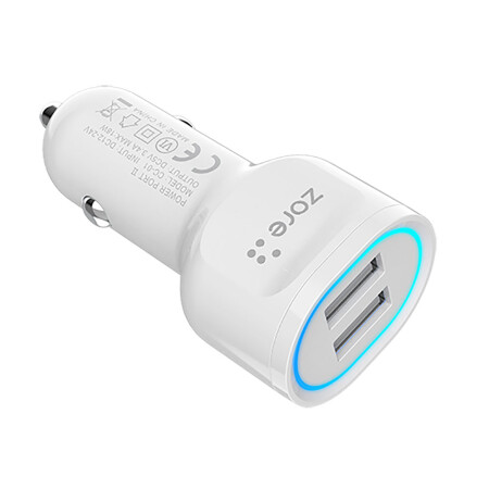 Zore CC-01 Hızlı Şarj Özellikli LED Işıklı Dual USB Araç Şarj Başlığı 18W - 4