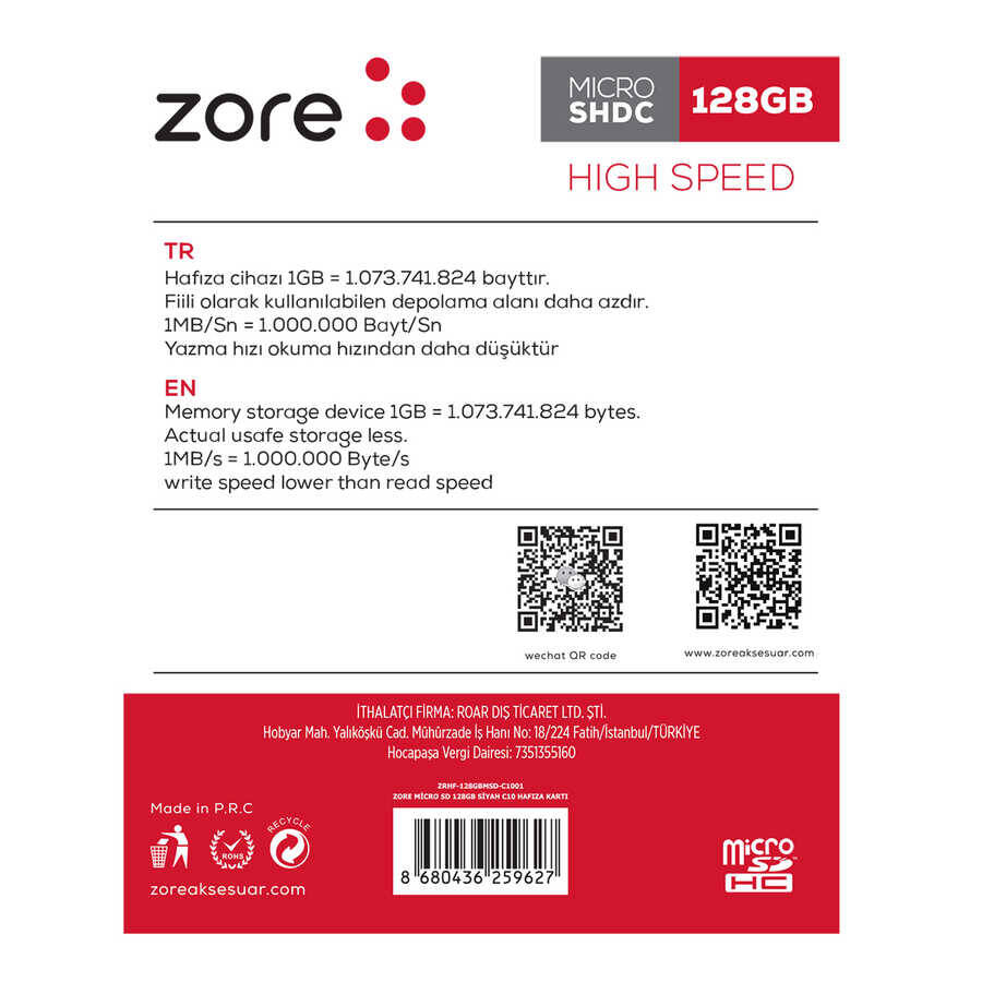 Zore Micro SD Hafıza Kartı 128GB - 2