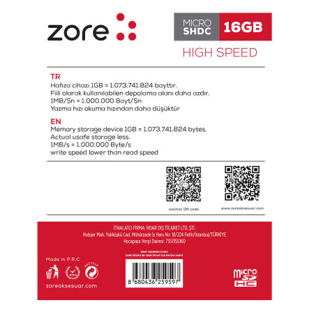 Zore Micro SD Hafıza Kartı 16GB - 2