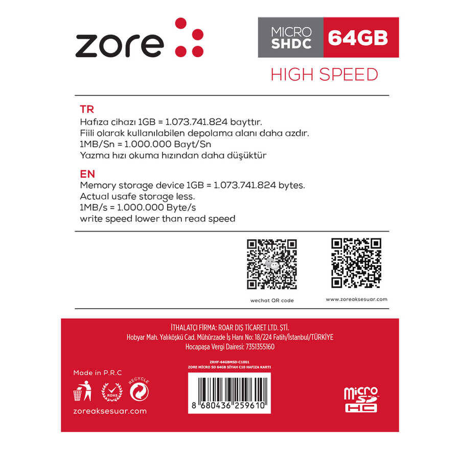 Zore Micro SD Hafıza Kartı 64GB - 2