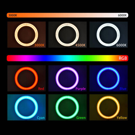 Zore MJ38 RGB 25W Ring Light Canlı Yayın 38cm USBli ve Telefon Stand - 13