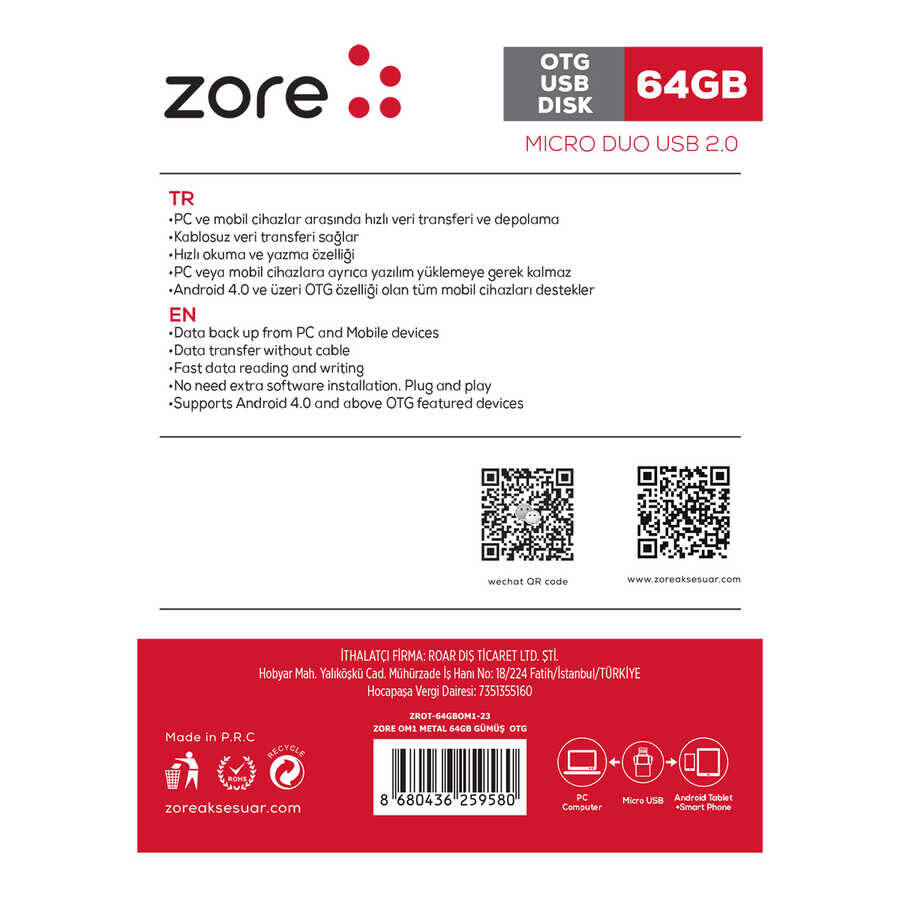 Zore OM1 Micro Metal OTG 64 GB - 2