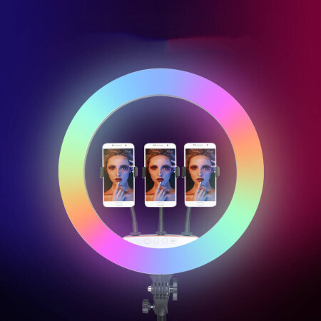 Zore RGB Light 56cm Işıklı Tripod Telefon Tutucu Ring Light - 6