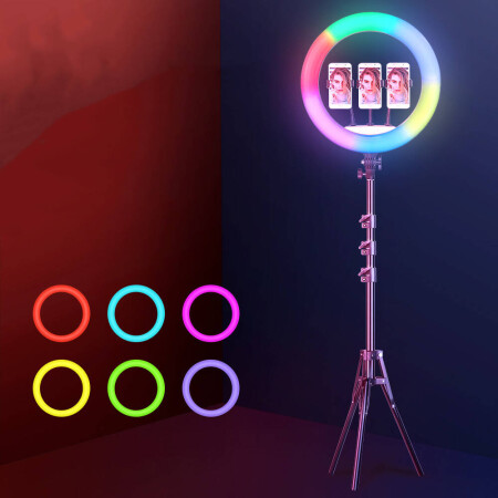 Zore RGB Light 56cm Işıklı Tripod Telefon Tutucu Ring Light - 7