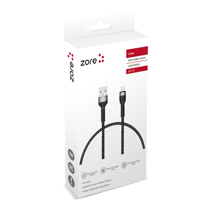 Zore Shira Serisi Lightning Usb Kablo 30 cm - 12