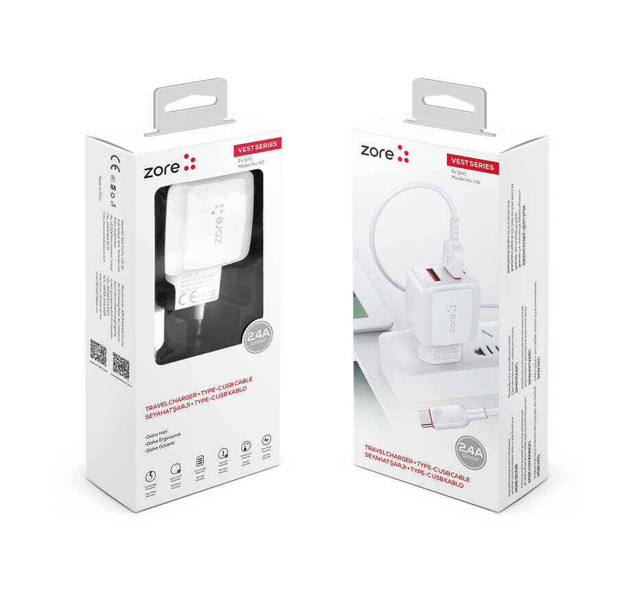 Zore Vest Serisi V2 Type-C 2 in 1 Şarj Seti - 9