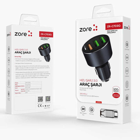 Zore ZR-C703Q Micro 2 in 1 Araç Şarj Seti - 2