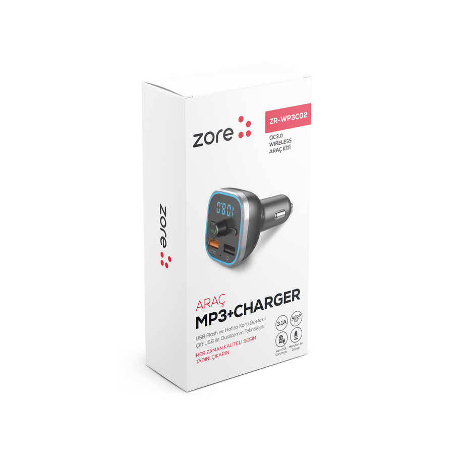 Zore ZR-WP3C02 Bluetooth Transmitter Mp3 Araç Şarjı - 7