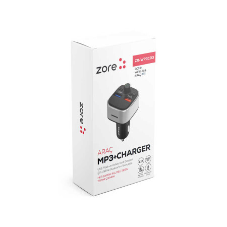 Zore ZR-WP3C03 Bluetooth Transmitter Mp3 Araç Şarjı - 3